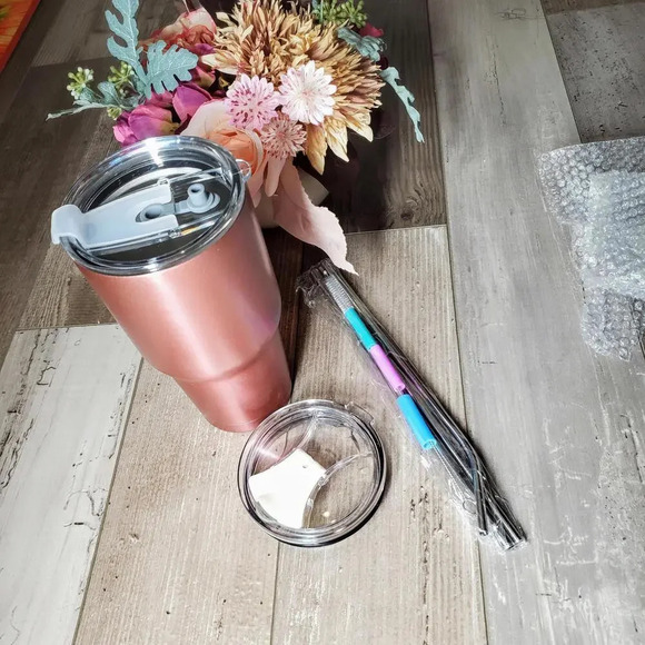 NWT MUTNITT 30oz Double Wall Stainless Steel Tumbler, Straws, Lids & Cleaner Set - Picture 3 of 16